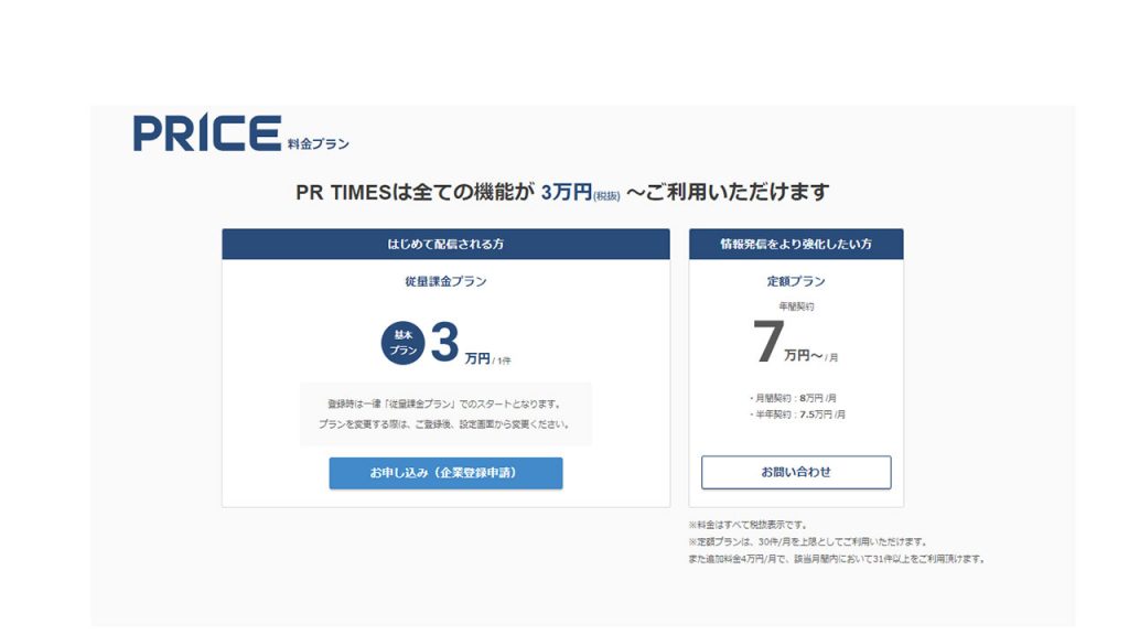 PR TIMES料金プラン